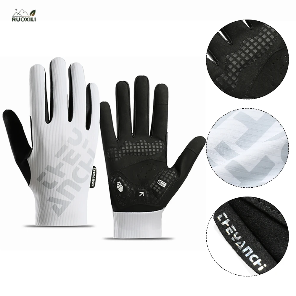 

Cycling Gloves with 3D SBR Palm Pad Shock-Absorbing Anti-Slip Full Finger Gloves for Bike Riding Sport Breathable Quick-Dry