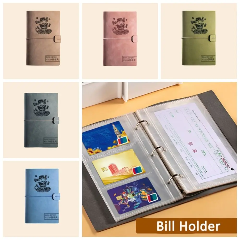 PU Leather Bill Planner Binder Loose-leaf Transparent Money Budget Binder Reusable Cash Envelopes Savings Challenges Notbook