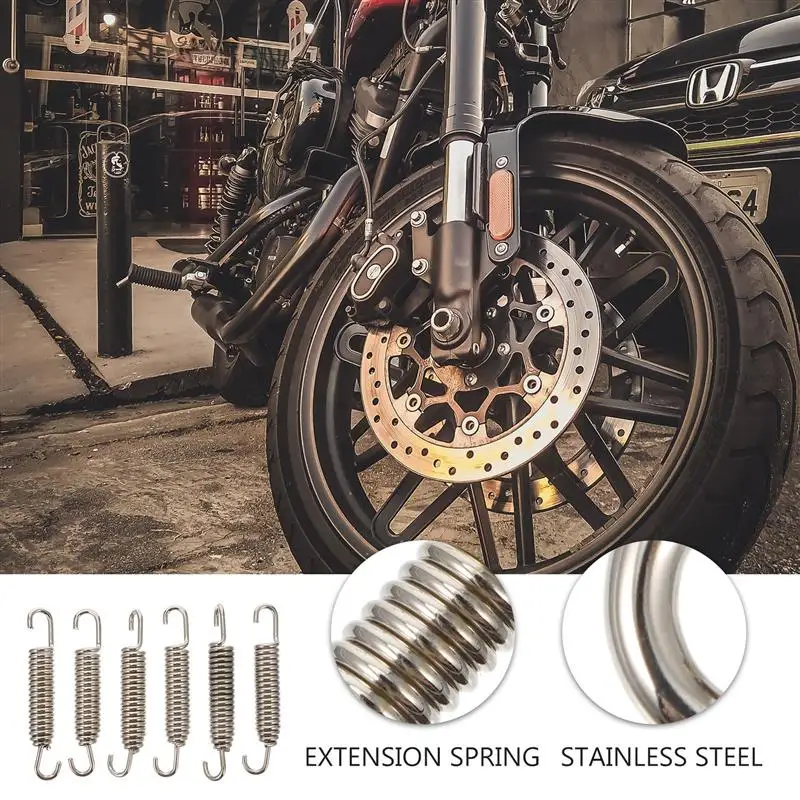 6pcs Motorcycle Exhaust System Muffler Springs Stainless Steel 65mm Length Universal Muffler Exhaust Springs stretch Spring Hook