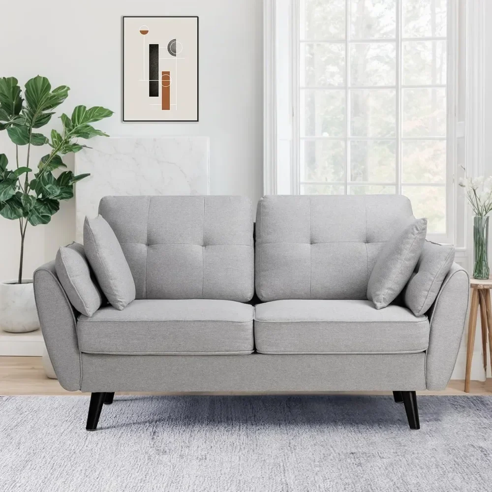 

Modern Loveseat Sofa Couch,Mid Century Couches for Living Room, Upholstered 2-Seat Love Seats with Pillow, Comfortable