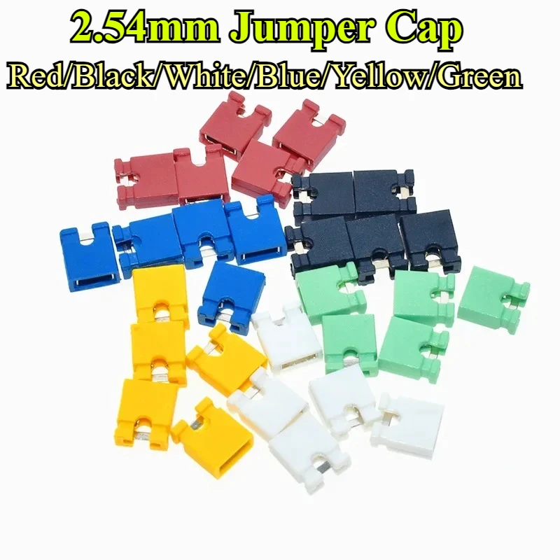 

500/2000Pcs 2.54mm Jumper Cap Short Circuit Block Connector Hat Jumper Blocks Connector Red Black Blue Yellow for Pin Header PCB