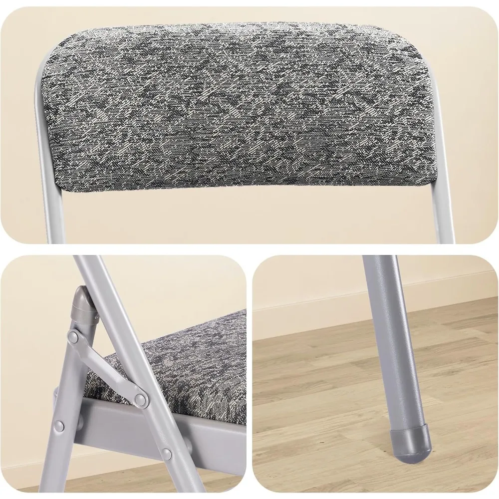 4 عبوات من الكراسي القابلة للطي مع وسادة خلفية مبطنة بالقماش، وكراسي معدنية من الدرجة التجارية مع وسادة قماشية #4