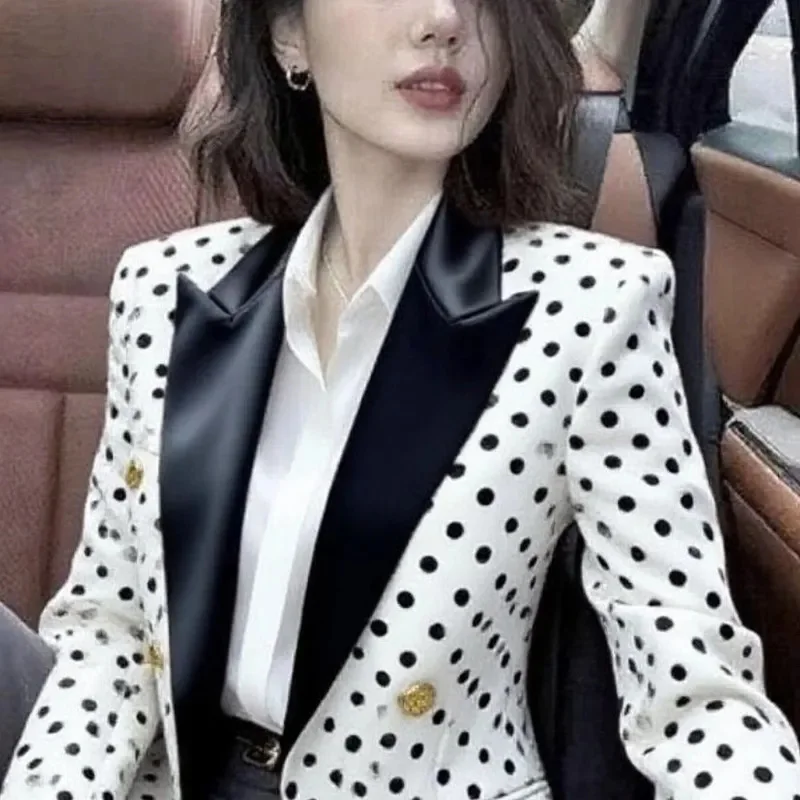

New 2026 Spring Autumn Suit Jacket Top Women's Suits Blazer Korean Style Fashion Versatile Polka Sot suit Coat