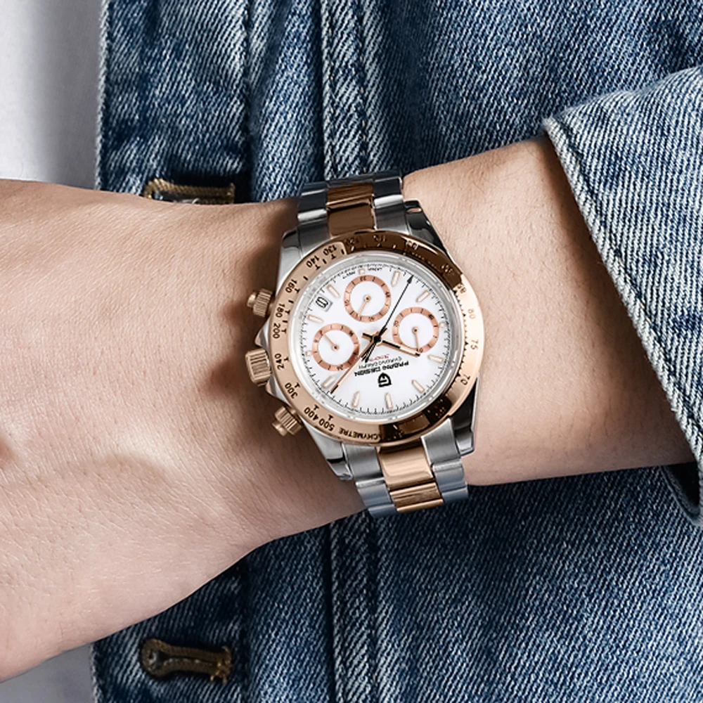 PAGANI DESIGN 2026 New Chronograph Luxury Quartz Watches For Men Japan VK63 Movt Waterproof 100m Stainless Steel Automatic Watch