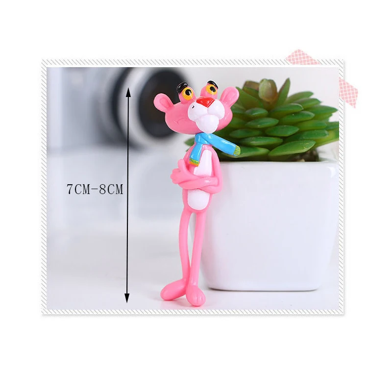 Animation 4pcs/set Lovely Panther action figure toys cute cartoon 7-8cm mini PVC animals model collection toys for kids gift