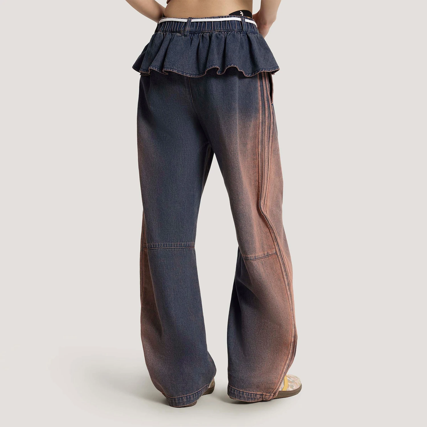 Adidas Authentic Three Leaves Women's Loose Two-in-One Denim Pants KS0624