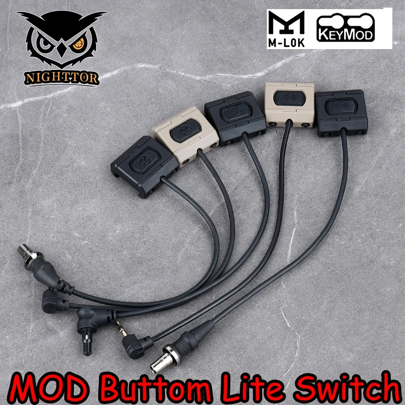 

Tactical MLok Keymod Rail Pressure Remote Switch ModButton Crane Plug For OGL PEQ15 DBAL AR15 Airsoft SF M300 M600FlashLight
