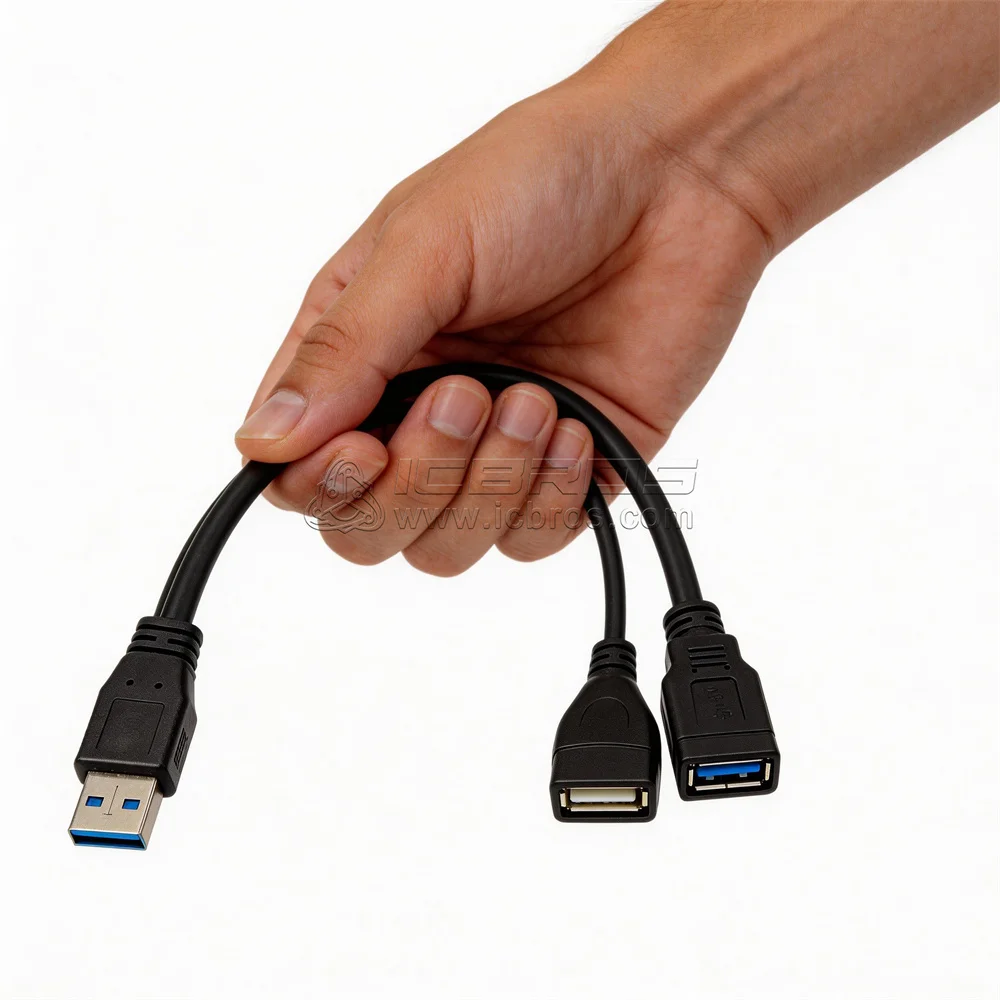 5pcs USB 3.0 Female To Dual USB Male 1/2 Adapter Cable with Extra Power Data Y Extension Cable for 2.5