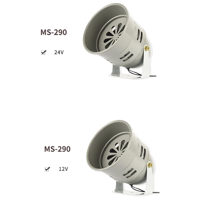 Car Metal Motor Siren MS-290 Automotive Air Raid Siren Horn Industrial Alarm Buzzer Sound Electrical Guard 120DB