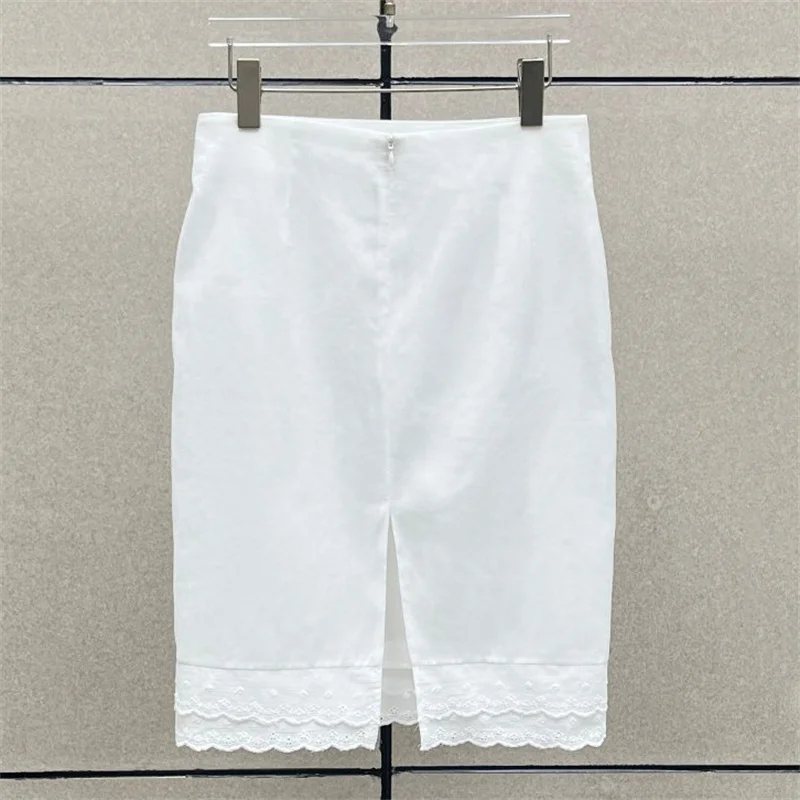 Women's skirt New cotton blend mini skirt for summer 2026 High waisted slim women's half skirt Flower embroidered short skirt