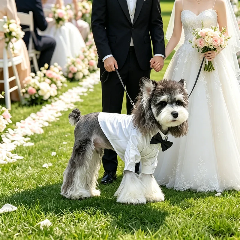 

Pet Dog Coats Wedding Shirt with Bow Tie Pet Formal Tuxedo Outfit Gentleman Costume for Small Medium Dogs Formal Lapel Dress