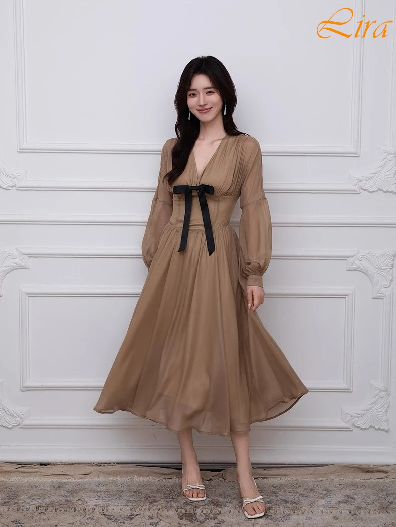 

Customized A-Line V-Neck Elegant Formal Evening Dress Fashion Modern High Quality Celebrity Gowns Temperament Party Dress