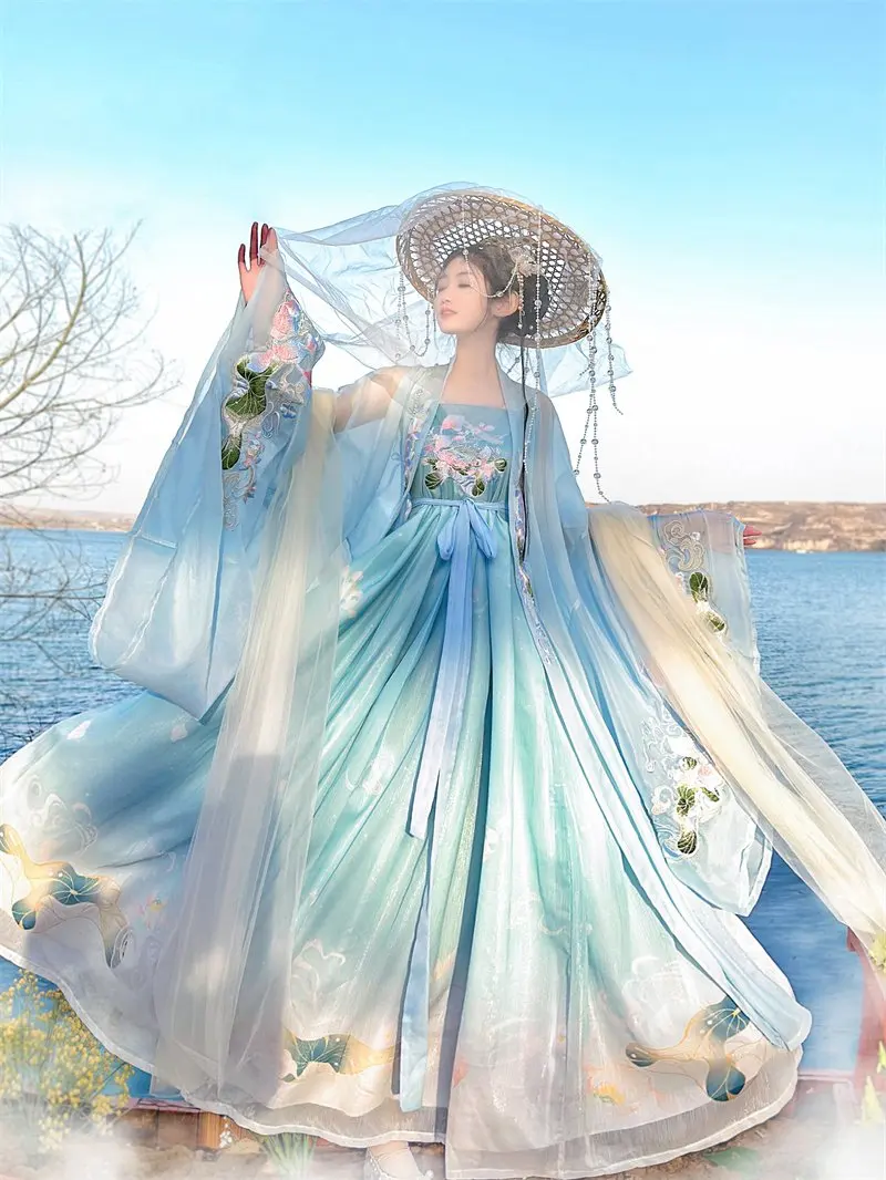 

Chinese Hanfu Dress Women Carnival Cosplay Costume Party Dress Printed Pink Hanfu Dress Hanfu for women in summer Kezi Skirt