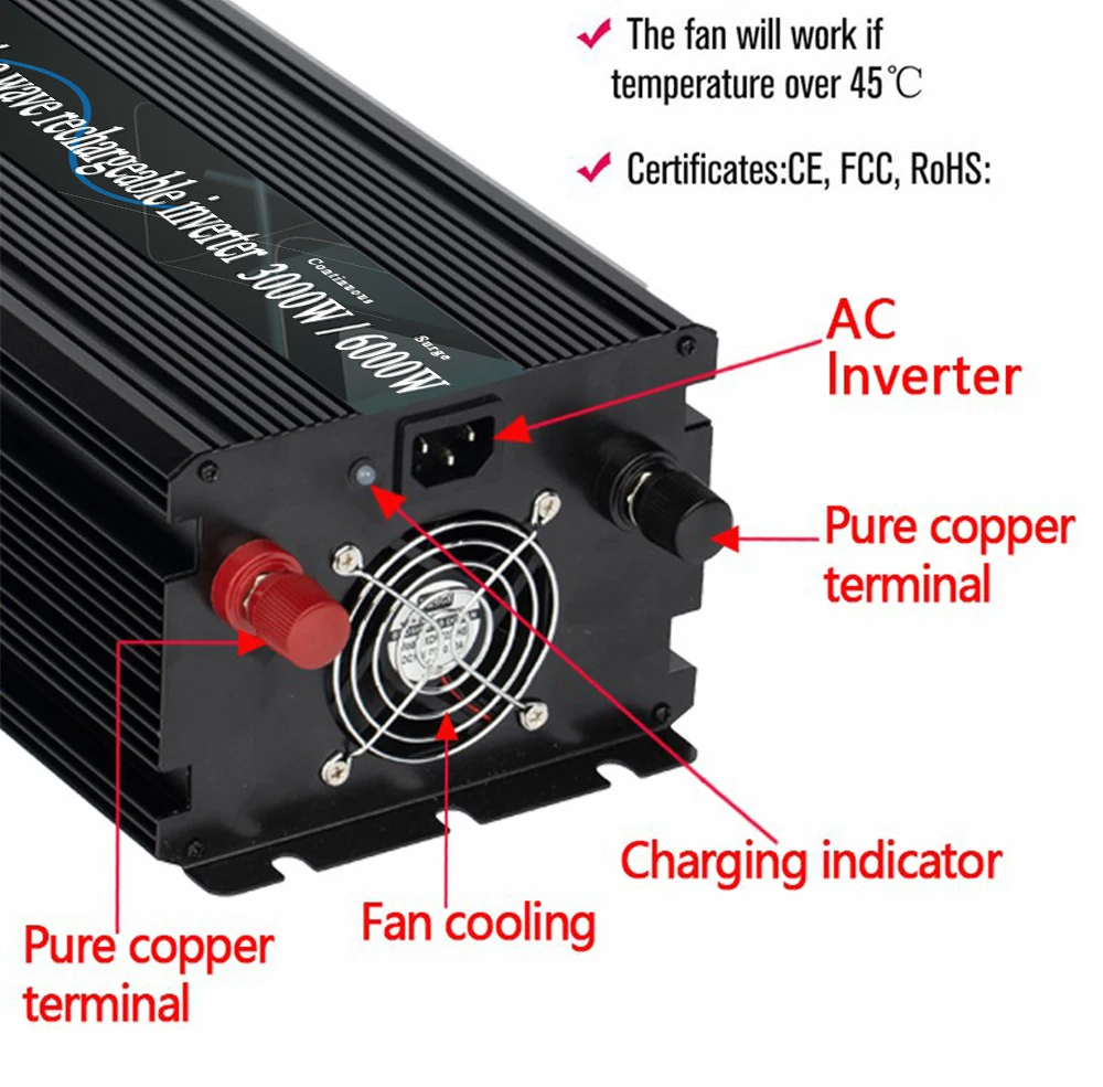 ups power supply 3000W Pure Sine Wave power Inverter With Charger