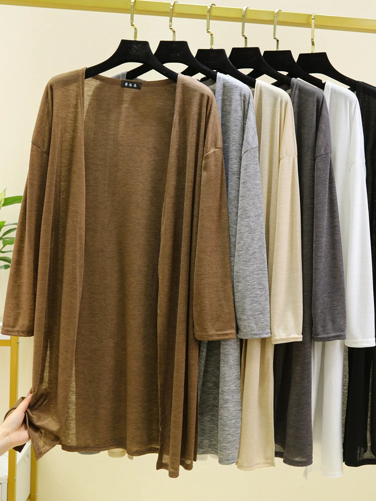 Spring Summer Women's Long Sleeve Thin Cardigan plus Size Casual Loose Air Conditioning Shirt Sun Protection Clothing Versatile