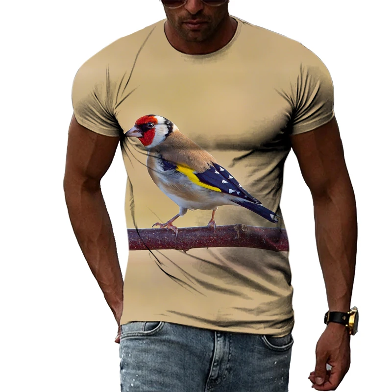 Summer Precious Birds Graphic T Shirts For Men Casual Interesting Animal Print T-shirt Fashion Harajuku Hip-Hop Style O-neck Tee