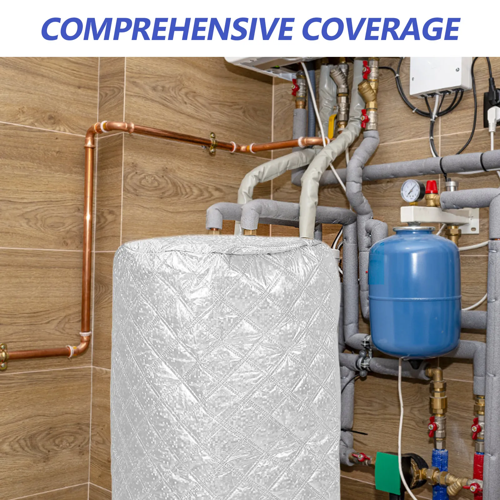 Water Heater Cover Outdoor Heavy-Duty Oxford Fabric Insulated Jacket Rain Dust Proof Scratch-Resistant Hot Water Tank Protective view 6