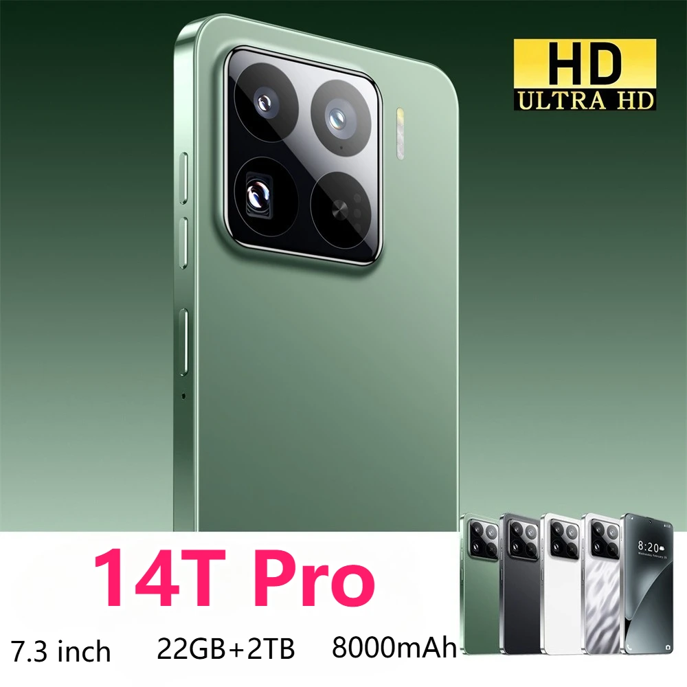 Nieuwe 14T Pro Originele Smartphone 7.3inch 4G 5G Dual Sim-kaart Mobiele Telefoon 8000mAh Android Mobiele telefoons Global Versie Mobiele Telefoons - afbeelding 2