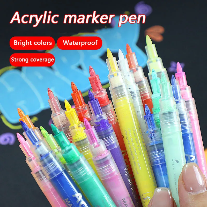 

Gold and silver 6-pack acrylic markers, opaque and stackable, paper-opaque hand-painted DIY graffiti for students' art white