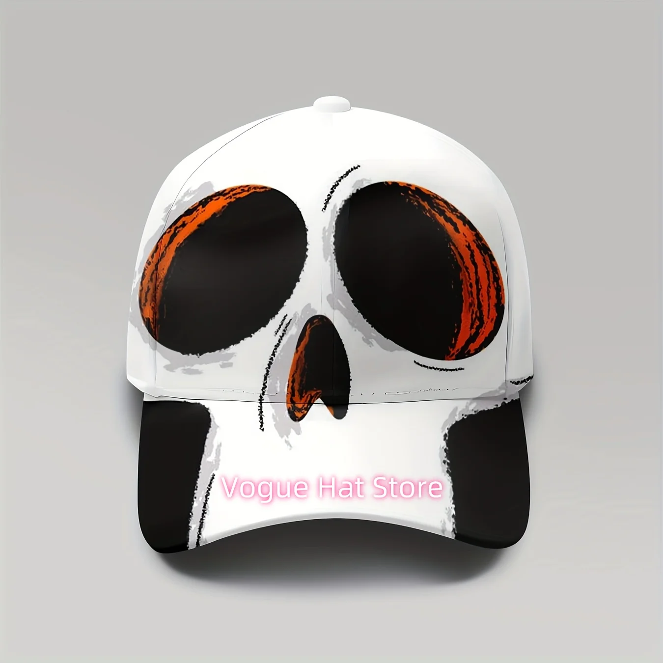 1pc Men' & Unisex Vintage Full-skull Print Baseball Cap - UPF, Adjustable Snapback, Breathable for - Outdoor, Machine Washable -