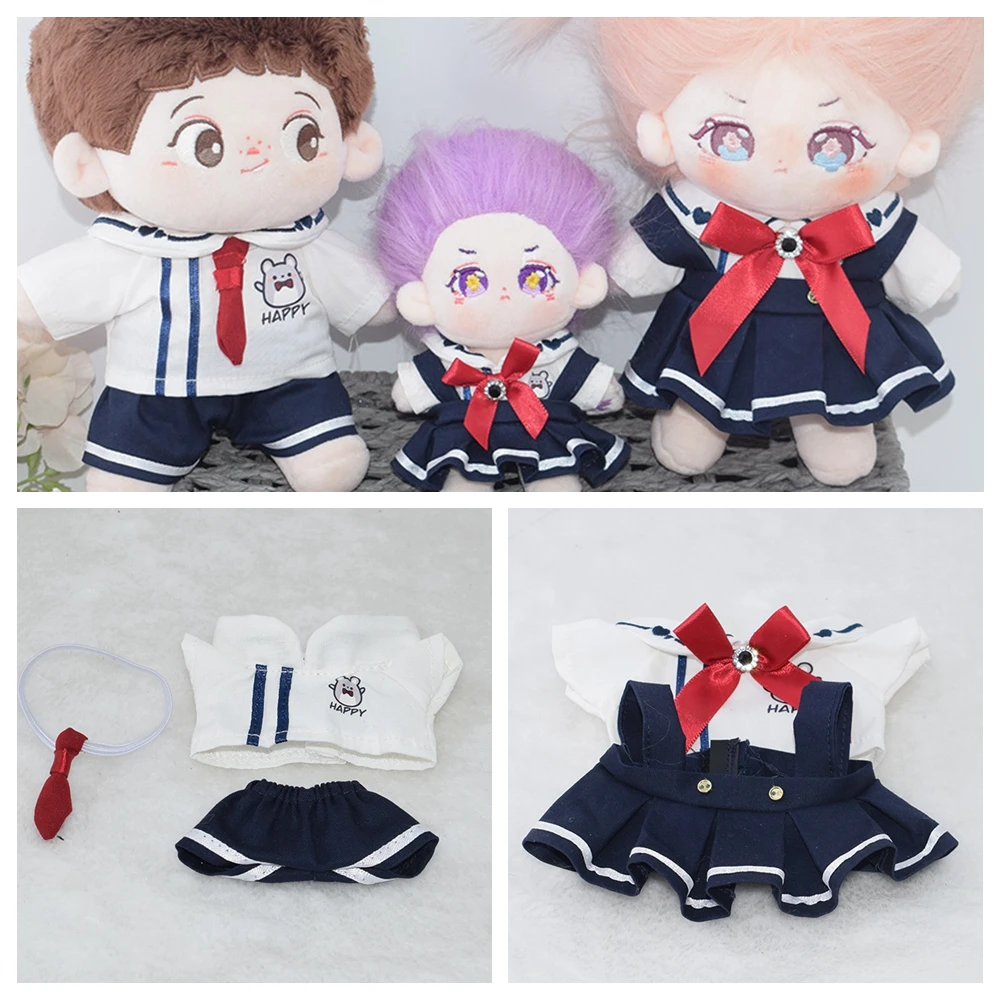 

10/20cm Cotton Doll Clothes Changing Dress Game Boy Miniature Blue School Uniform Shirt Necktie Pants for Plush Stuffed Dolls