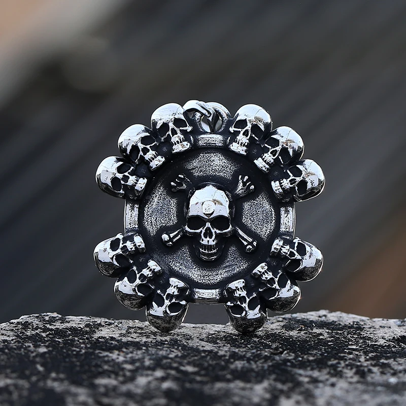 2023 New Stainless Steel Long Choker for Men Skull Necklaces & Pendants Punk Rock Jewelry Cadenas Para Hombre Boyfriend Gift