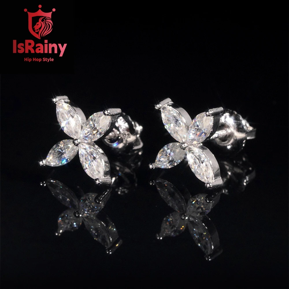 IsRainy Hip Hop Rock VVS1 D Real GRA Moissanite Stud Earrings 925 Sterling Silver Screw Ear Stud Fine Jewelry Diamonds Pass Test