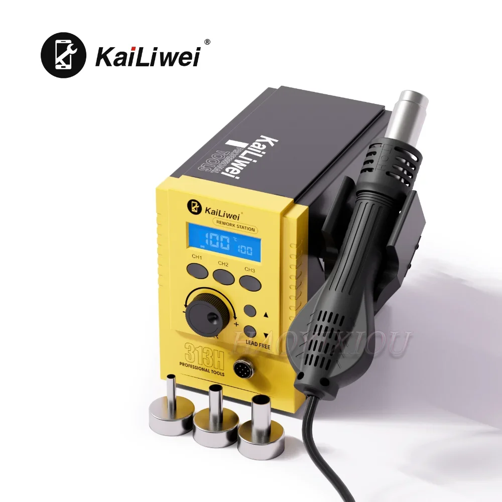 Kailiwei 313H LED Digital ESD Rework Station Lead Free Adjustable Hot Air Heat Gun 700W Air Soldering Station