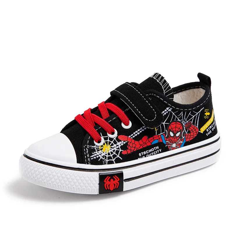 Disney Children's Shoes Boys' Breathable Autumn Fashion Cartoon Children's Casual Non Slip Soft Sole Black Canvas Shoes Size 37