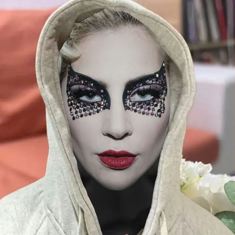Máscara divertida impresa en 3D, Cosplay, cantante Pop, Lady gaga, cara completa, malla elástica, máscaras transpirables, pasamontañas, cubiertas para la cabeza, accesorios para fanáticos