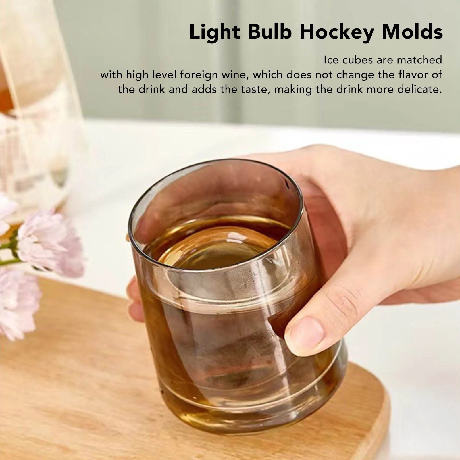 Whiskey Ice Molds with Lid, Light Bulb Ice Molds - Safe & Healthy Candy Colored Hockey Molds for Whiskey and Cocktails