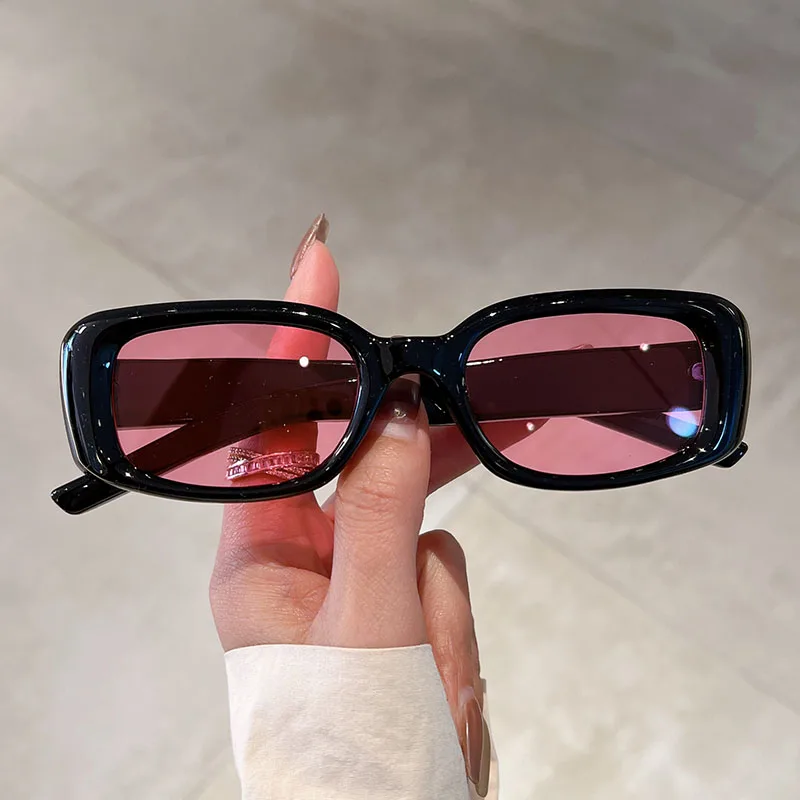 KAMMPT Vintage Rectangle Men Women Sunglasses Fashion Ins Popular Candy Color Shades Eyewear Trendy UV400 Protection Sun Glasss
