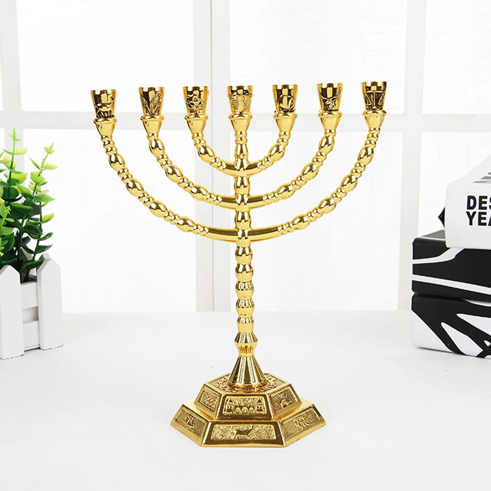 

Hanukkah Menorah Candlestick 7 Branch Hanukkah Menorah Metal Holder Home Decor Bedroom Living Room Party Ornament