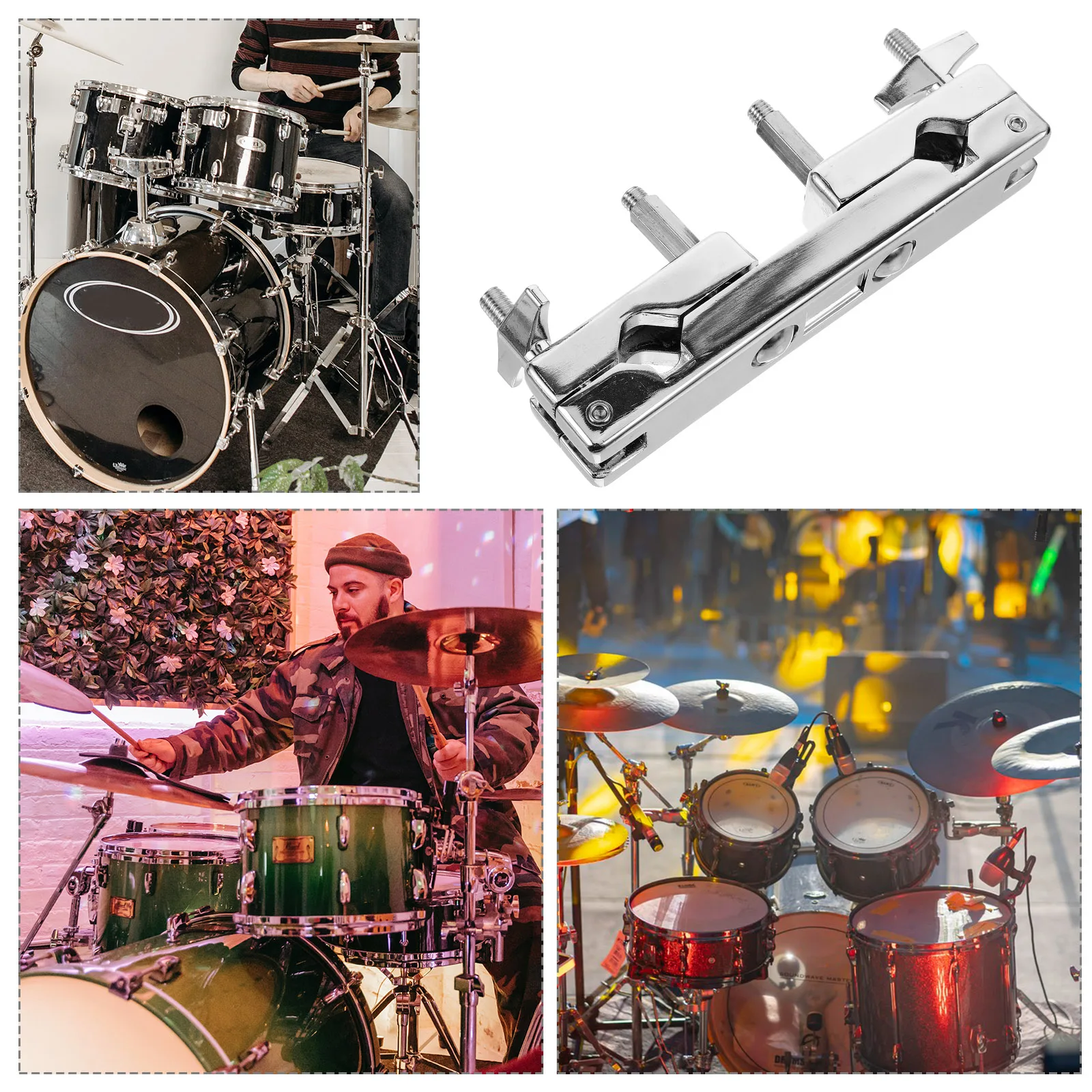 

Cymbal Clamp Drum Mount Clipping Cowbell Zinc Alloy Extension Accessory Lightweight Compact Durable Adjustable Stability