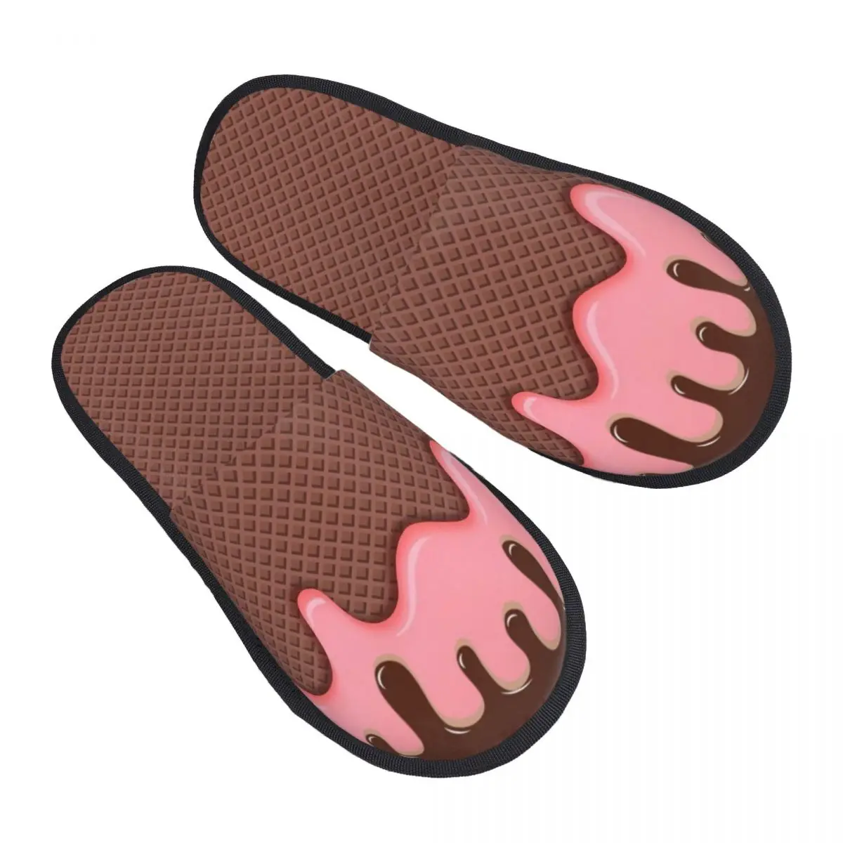 Nutty Chocolate Ice Cream Waffle Men Women Furry slippers,Warm Color printing special Home slippers,Neutral slippers