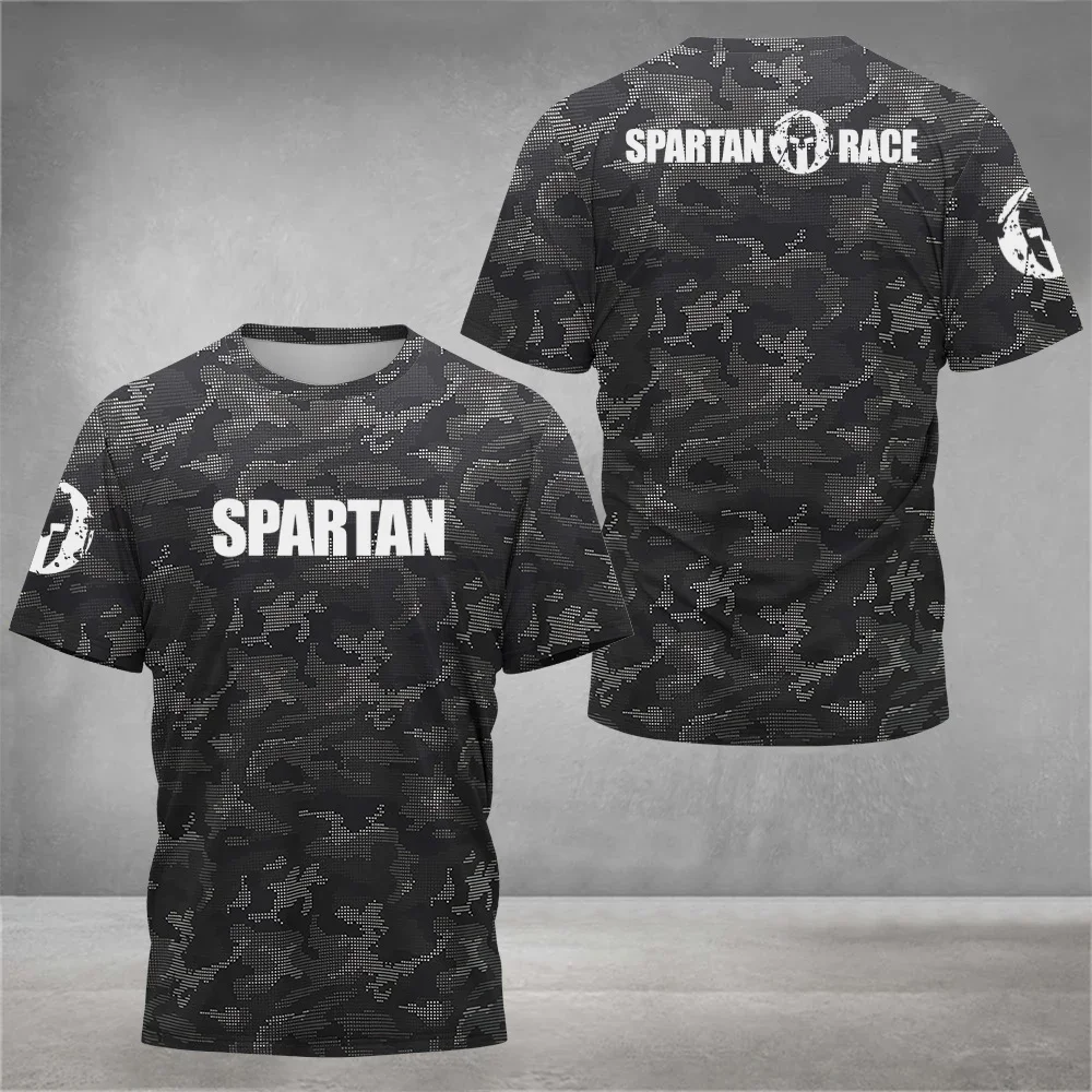 Letnia męska koszulka sportowa Gym Fitness Running Race Wysokiej jakości oddychająca, szybkoschnąca koszulka z krótkim rękawem Cool Spartan Print