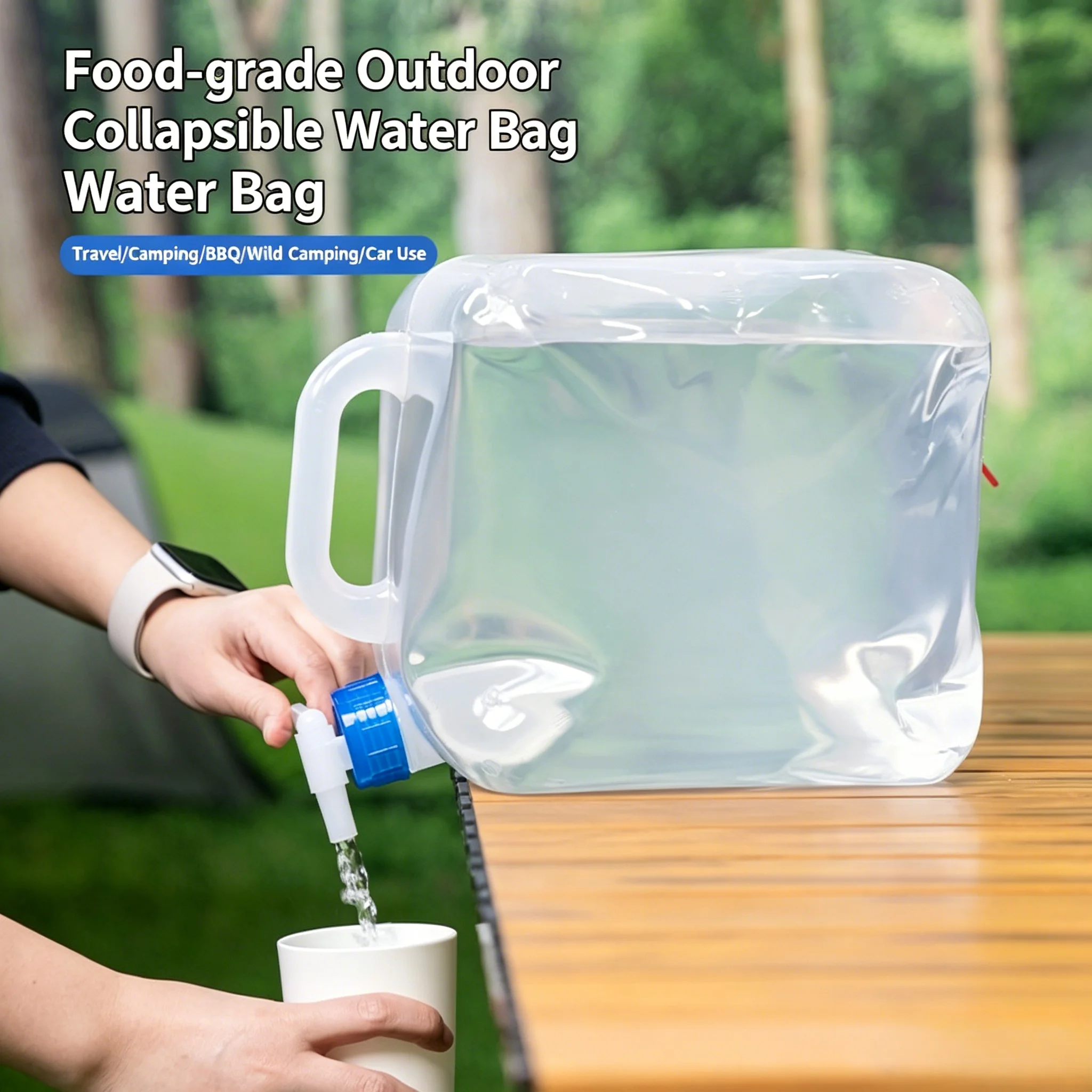 

5-20L Foldable Water Bucket with Tap, Portable Outdoor Emergency Camping Car Water Jug & Water Bag