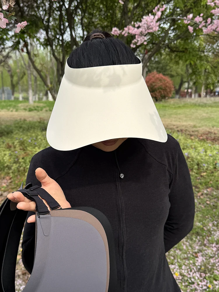 

Women's Large Brim Sun Hat UV Protection Bicycle Riding Windproof Sunshade Cap Adjustable Hollow Top Wide Brim Hat Summer