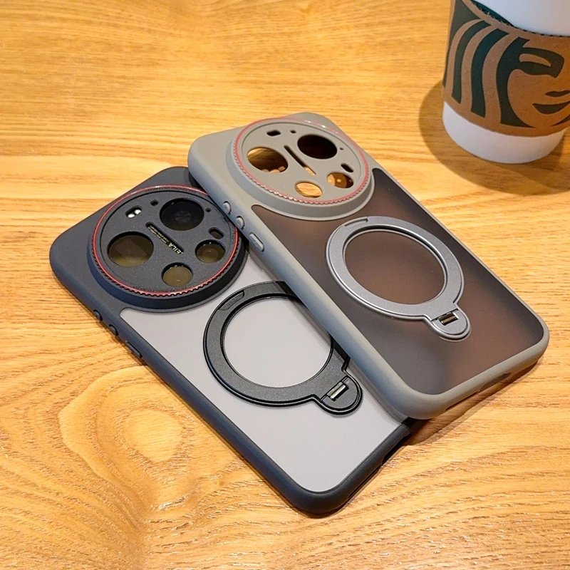 With Holder For XiaoMi Mi 17 Ultra Phone Case PC Hard Shell Protective Magnetic Wireless Charge Shockproof Back Cover