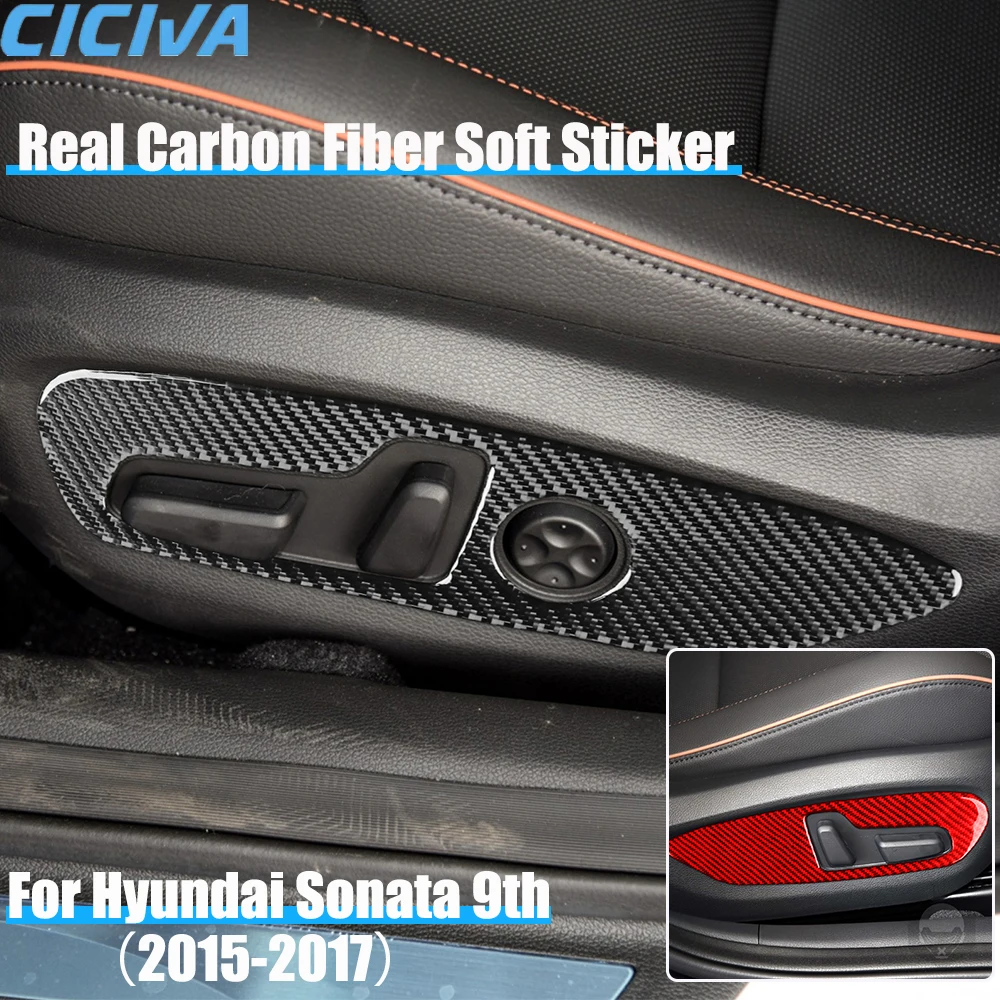 

Real Carbon Fiber Car Accessories Seat Adjustment Panel Trim Cover Soft Sticker For Hyundai Sonata 9th LF 2015 2016 2017