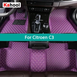 KAHOOL Custom Car Floor Mats For Citroen C3 2014-2023 Auto Carpets Foot Coche Accessorie