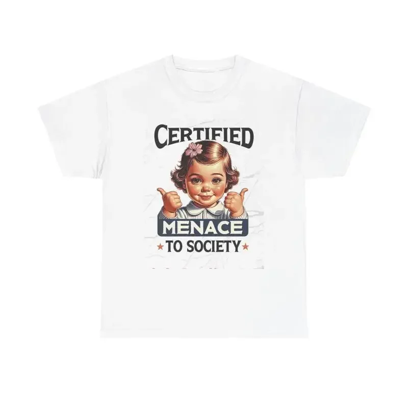 Certified Menace To Society T Shirt Funny Kids Heavy Cotton