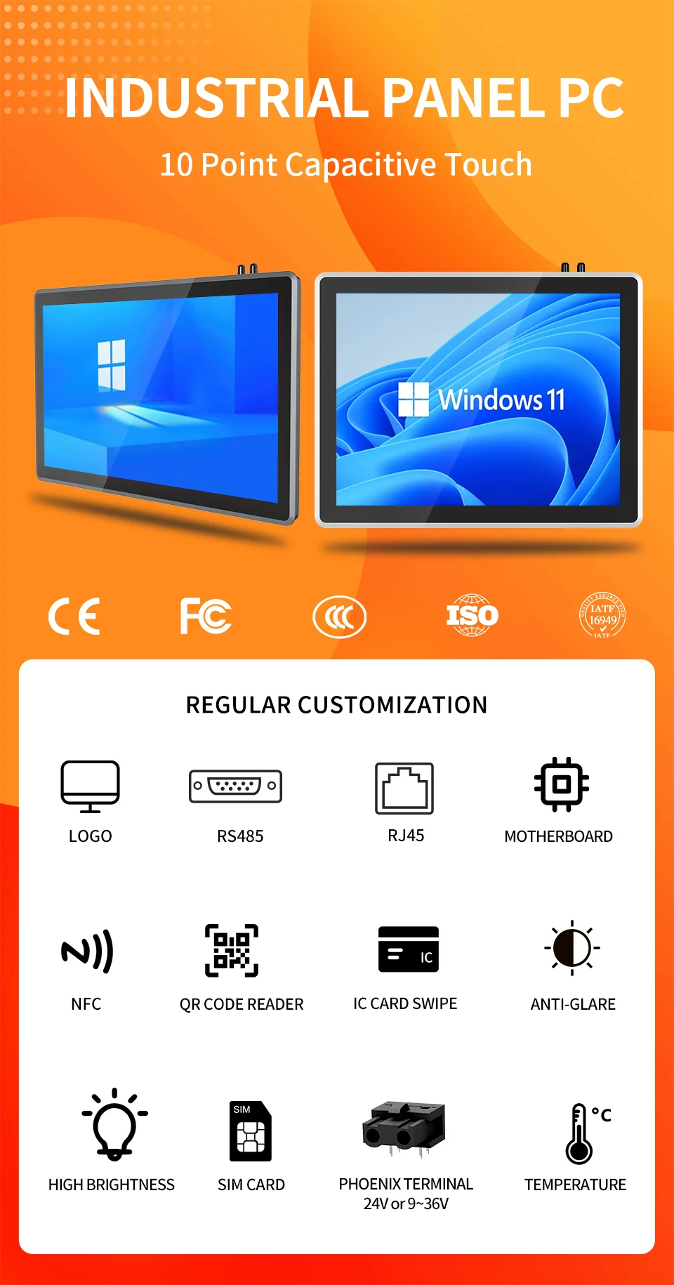 Eingebetteter 15-Zoll-Industrie-Panel-PC mit Touchpanel-Monitor, All-In-One-Touch-PC, vollständig geschlossenes Aluminium ohne Lüfter – Detail 1