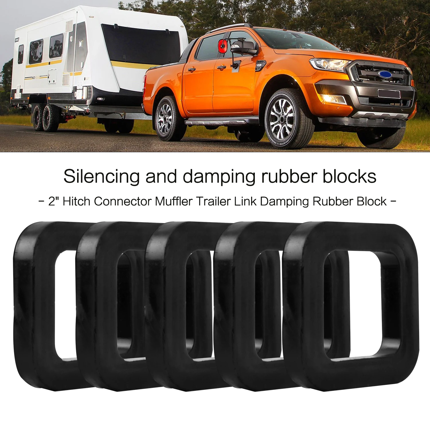 5 Pcs Silencer Pad 2 Inch Hitch Receiver Muffler Trailer Link Damping Rubber Block for Adjustable Ball Mounts Reduce Noise