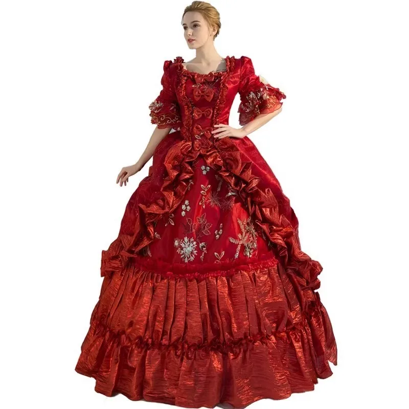 European Court Costume Ladies Performance Costume Queen British Costume Performance Drama Classical Event Burgundy Dress 시상식 드레스