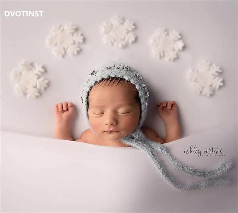 Newborn Baby Photography Props Frozen Christmas Backdrops Soft Knitted Wraps Hats Background Blanket Studio Photoshoots Props
