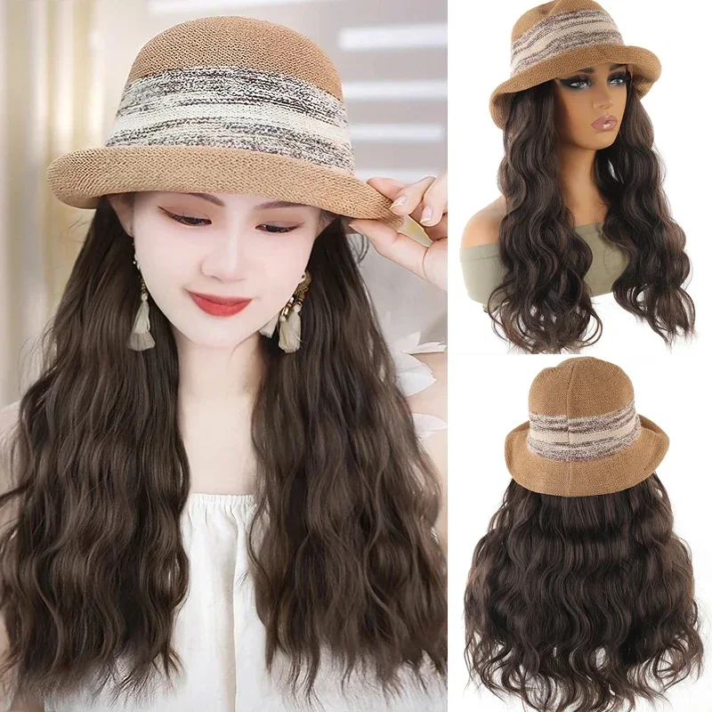 Hat synthetic wig female one-piece french long curly hair hat temperament gentle high fashion show face small with cap wig  Factory Direct Wholesale, Affordable Bulk Price Cost-effective Bulk Price