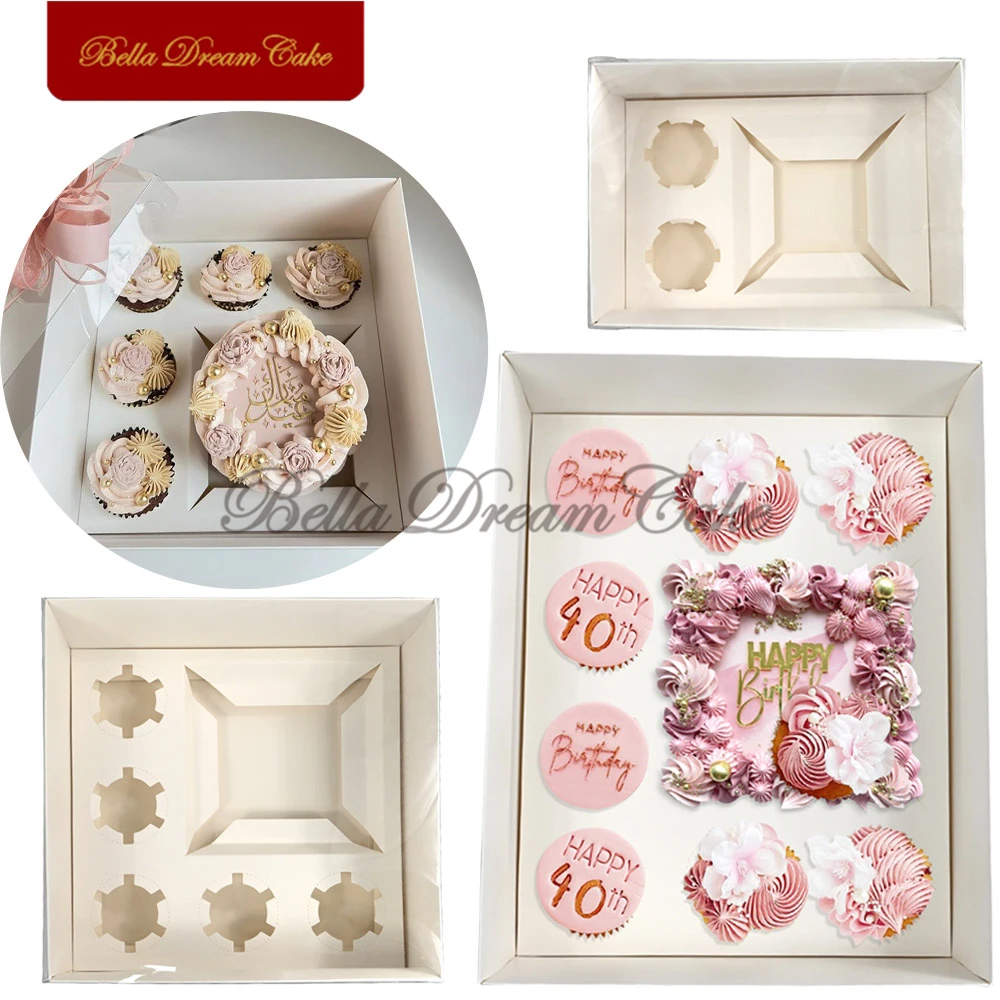 Mini-Kuchen & 3/6/9 Loch Cupcake Bento-Boxen mit klarem Deckel Dessert Muffin Packbox DIY Hochzeits feier Backen liefert Kuchen Werkzeuge