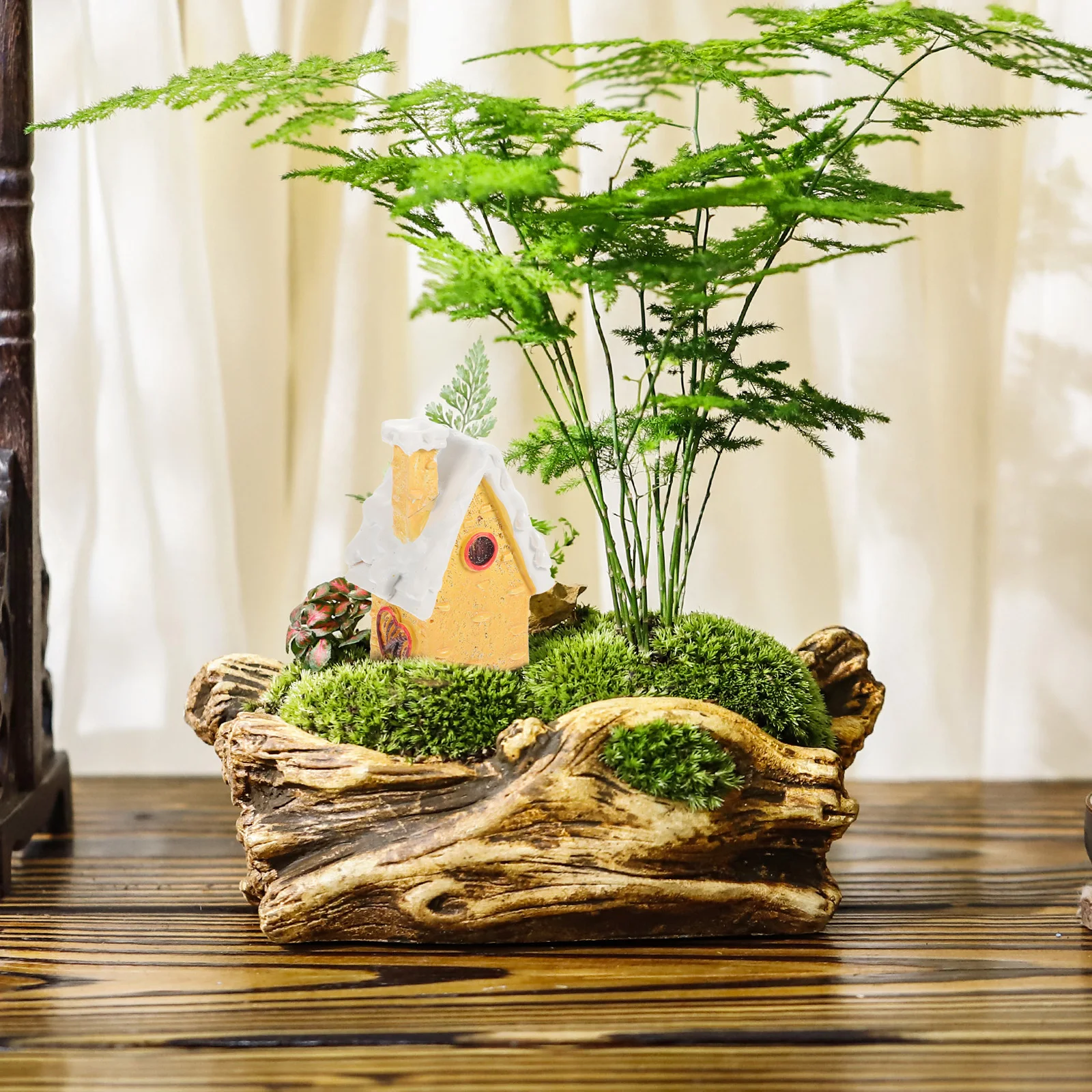 

4pcs Resin Christmas Ornament Desktop Mini Decor Xmas Party Supply Fish Tank Decorative Micro Landscape For Balcony