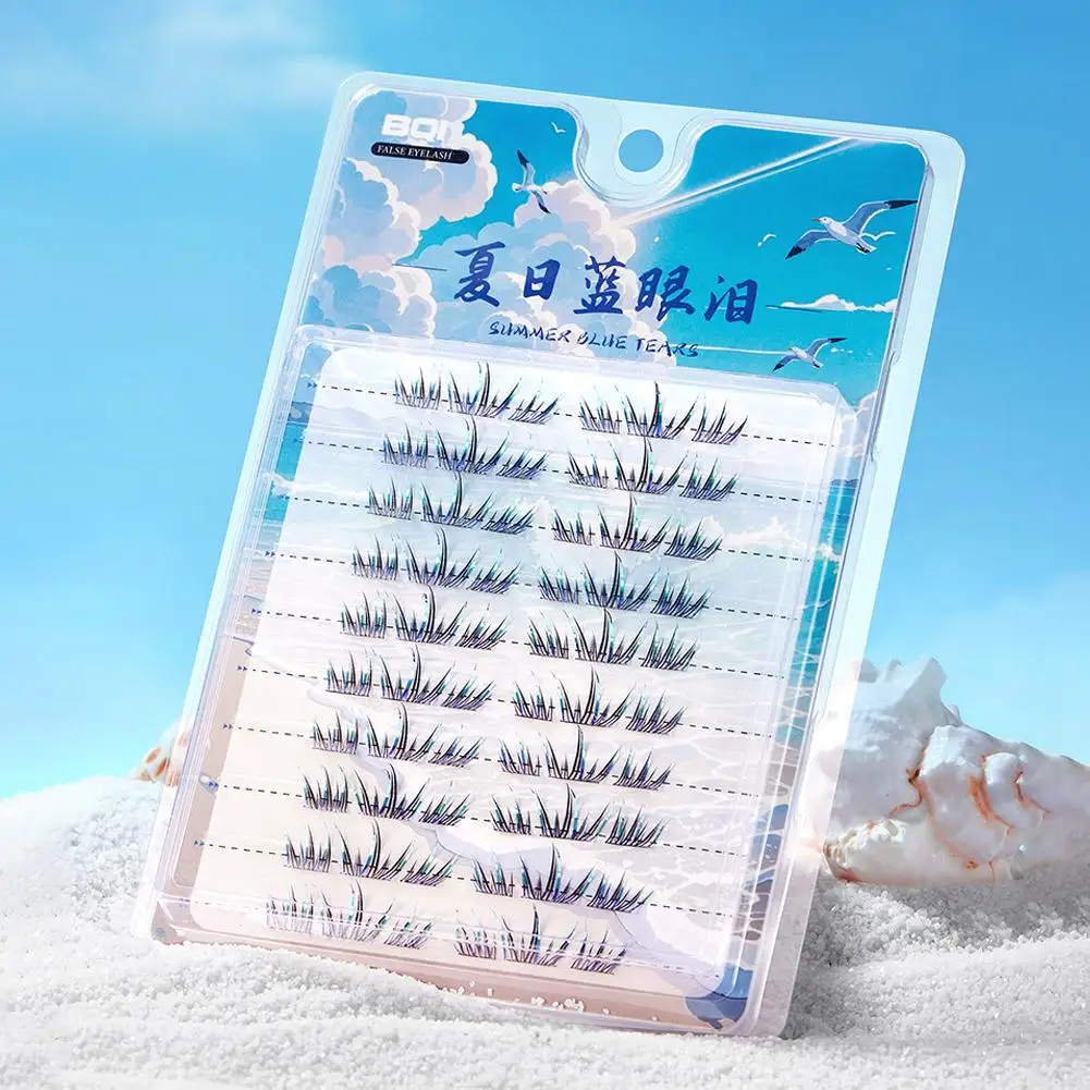 لتقوم بها بنفسك تأثيري الأزرق الدموع الرموش الصناعية تمديد العنقودية 6-12 مللي متر خفيفة الوزن لامع جلدة حفلة موسيقية ماكياج أداة